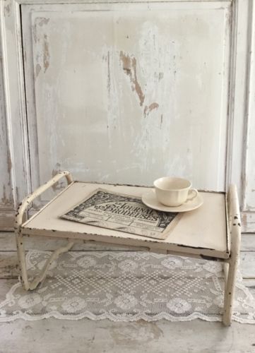 Antique Cream Chippy Painted “Breakfast in Bed” Serving Tray