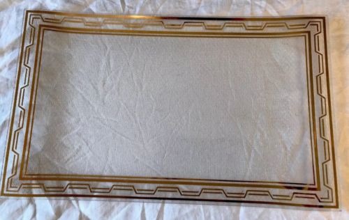 Mid Century Glass Serving Tray   Platter Clear Glass Gold Leaf  11