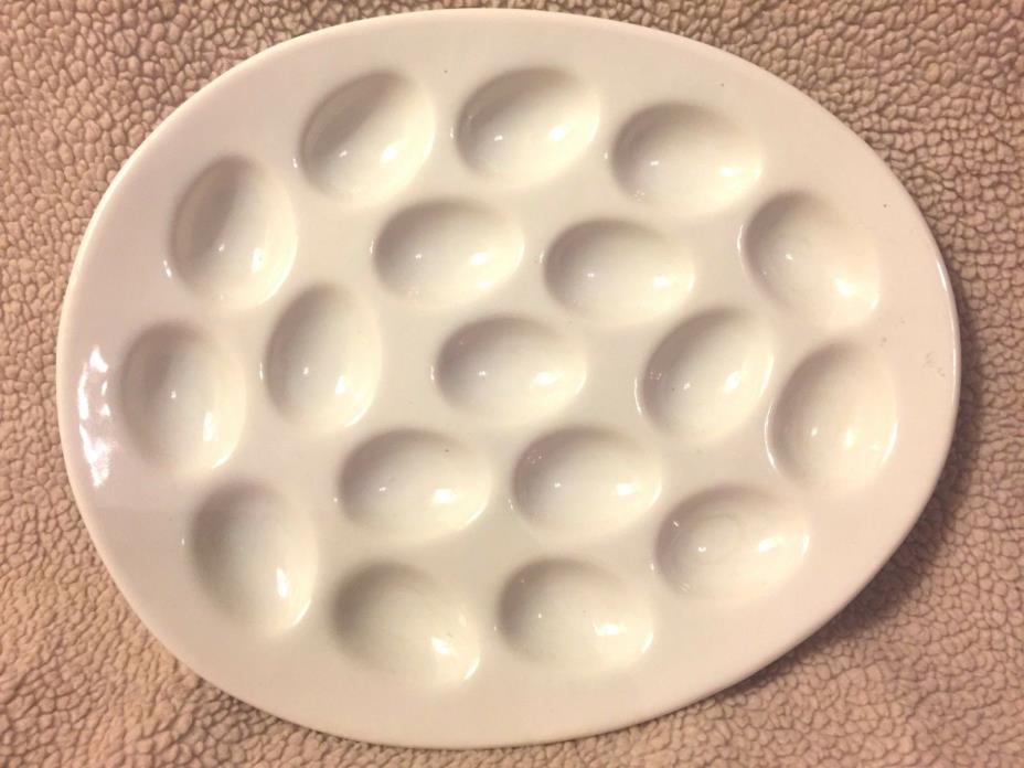 Vintage Deviled Egg  Heavy Ceramic White Plate Platter EUC Beautiful.