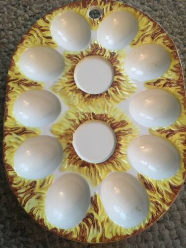 Vintage Deviled Egg Platter. Ceramic Holds Salt And Pepper Along Eggs .