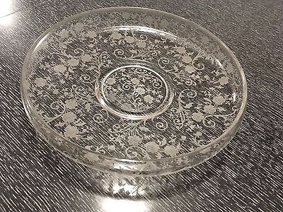 Vintage Etched Glass Serving Tray