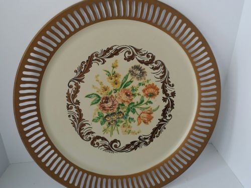 Vintage Tray Large round Yellow 2.5