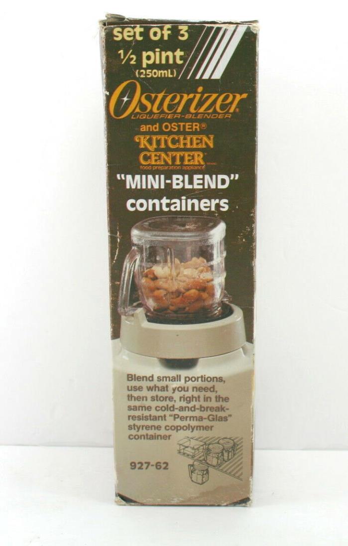 Osterizer Mini Blend Containers Set of Three 1/2 Pint Container Original Box NOS