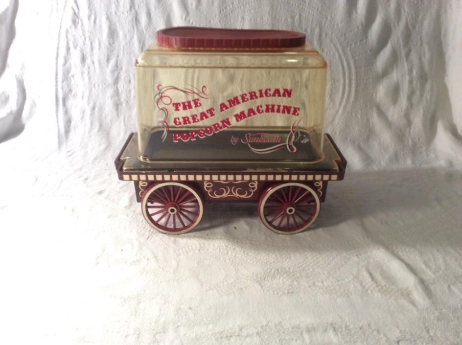 Vintage Sunbeam GREAT AMERICAN POPCORN MACHINE Cart Wagon Corn Popper no cord