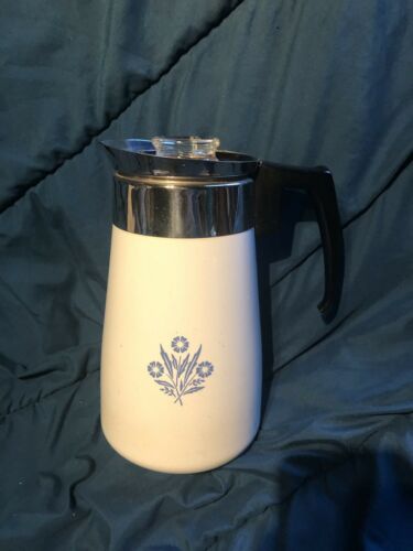 VTG Corning Ware Cornflower Blue 9 cup Stovetop Coffee Percolator Pot Coffeepot