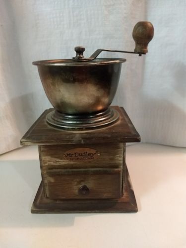 Mr Duddley International Vintage Wood And Metal Coffee Grinder Mill