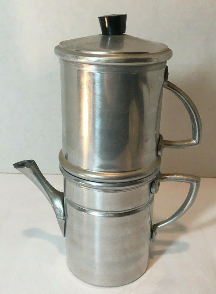 Vintage Aluminum Flip Drip Coffee Maker Pot Cup Set - Made in Italy