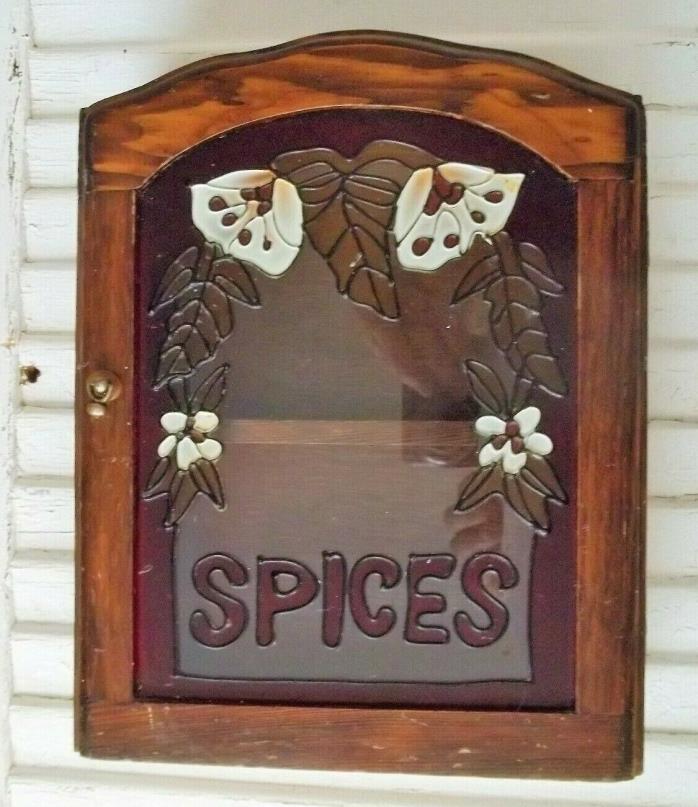 Vintage Wood Spice Herb Cabinet Rack Wall Hanging Apothecary Mid Century Modern