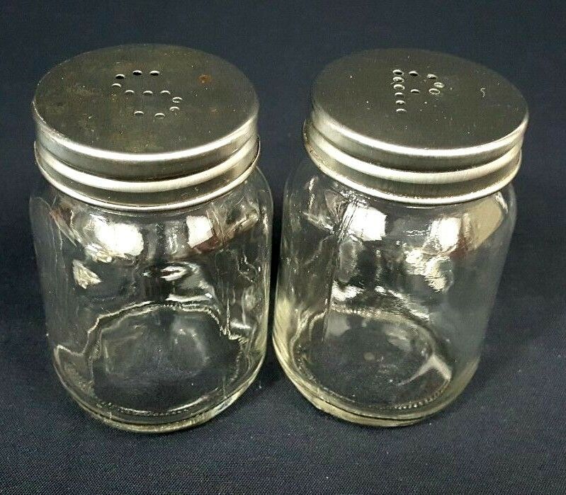 Glass Jar Salt & Pepper Shakers Clear