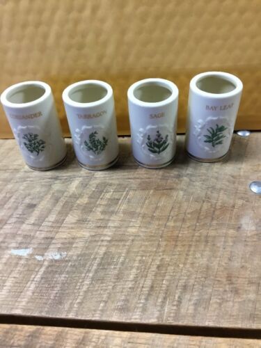 Four lenox spice garden  spice jars.  NO Lids