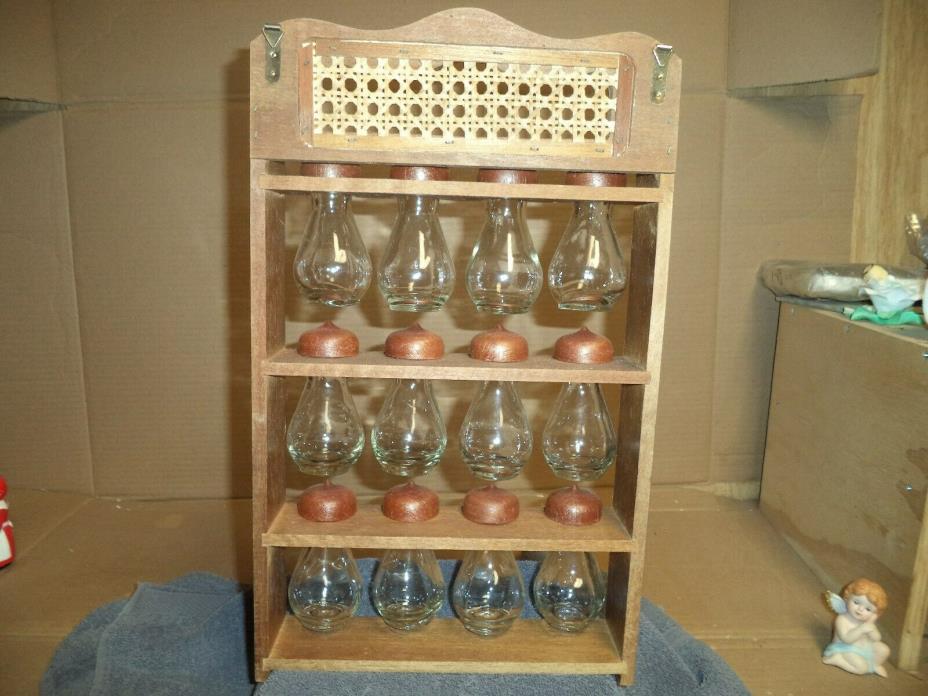 Vintage Wall Mount Spice Rack 12 Glass Bulbs/Apothecary     Kitchen/Gift