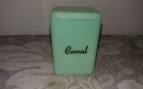 1990's  Pristine Green Jadeite  Spice Box Jar w/ Lid / Cereal