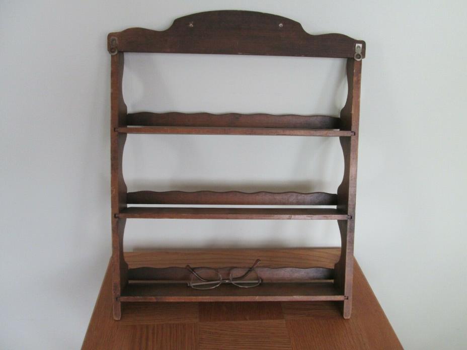 3 tiers Vintage Wooden Farmhouse Spice Herb Display Rack Hanging Wall Shelf 35
