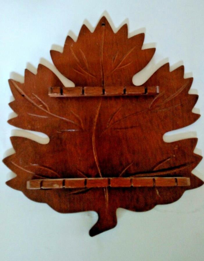 collectible souvenir Spoon rack Wall Hanger wood holds 12 spoon maple leaf shape