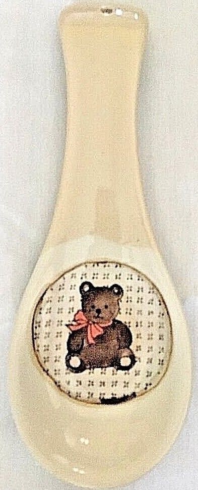 Teddy Bear Ceramic Utensil Spoon Rest Decorative Kitchen Spatula Stovetop Hang