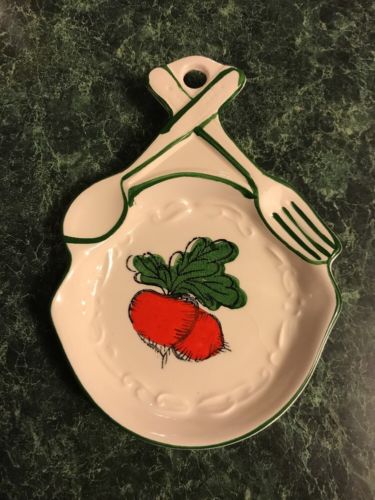 Vintage Radish Spoon Rest Ceramic Japan Fork Spoon Skillet Spoon Rest