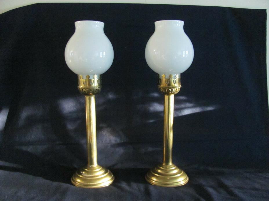 BEAUTIFUL Two Early Spring Loaded Brass Candle Holders Nauticle Ships Quarters