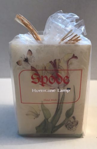 Rare Spode Hurricane Lamp Lantern Candle Flowers Bees Butterflies Handmade NIP
