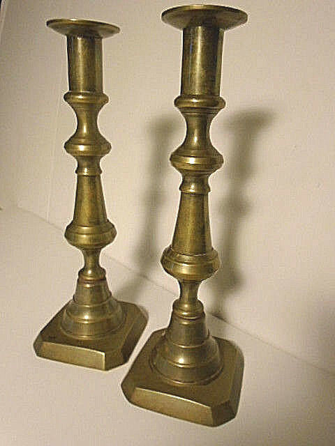 Solid Brass PAIR PUSH-UP CANDLESTICKS 11