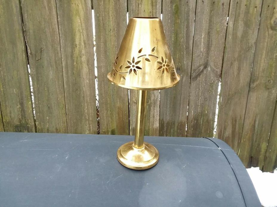 Brass Tea Light Candle Holder Lamp With Brass Shade