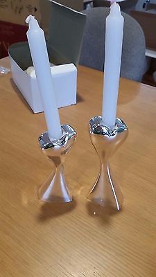 Silver Heart Shaped Candle Holder Stick 6” Pair Set Wedding Anniversary