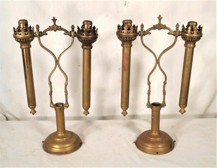 PAIR OF VINTAGE DOUBLE SOCKET SWING ARM BRASS GIMBAL CANDLE HOLDERS