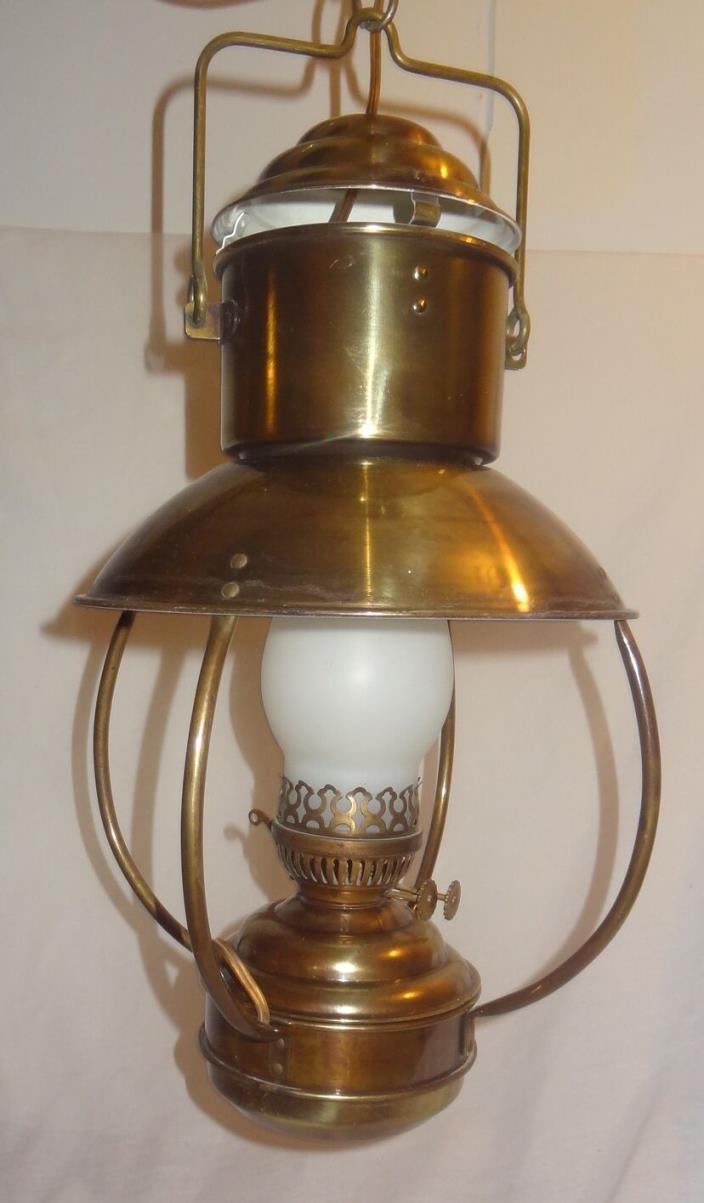 Vintage DHR Holland Pendulum Lantern Light Lamp Brass Nautical Electric 60's