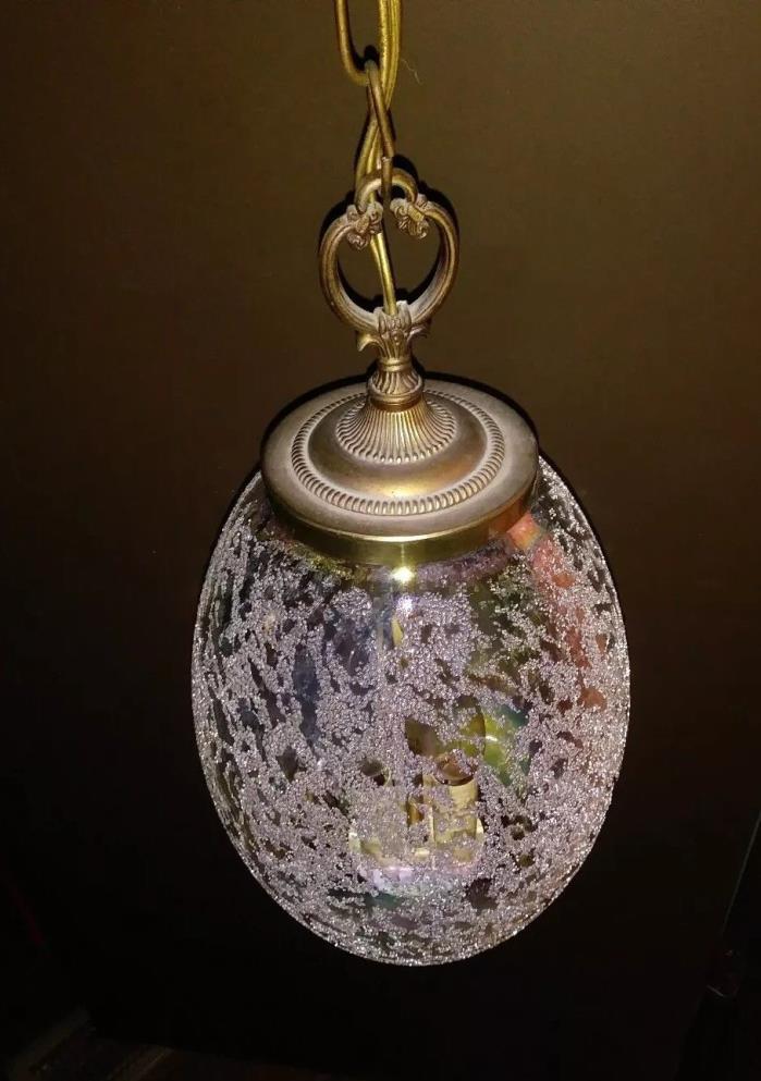 Mid Century Vintage Brass Chain Hanging Ceiling Light Fixture Pendant Lamp