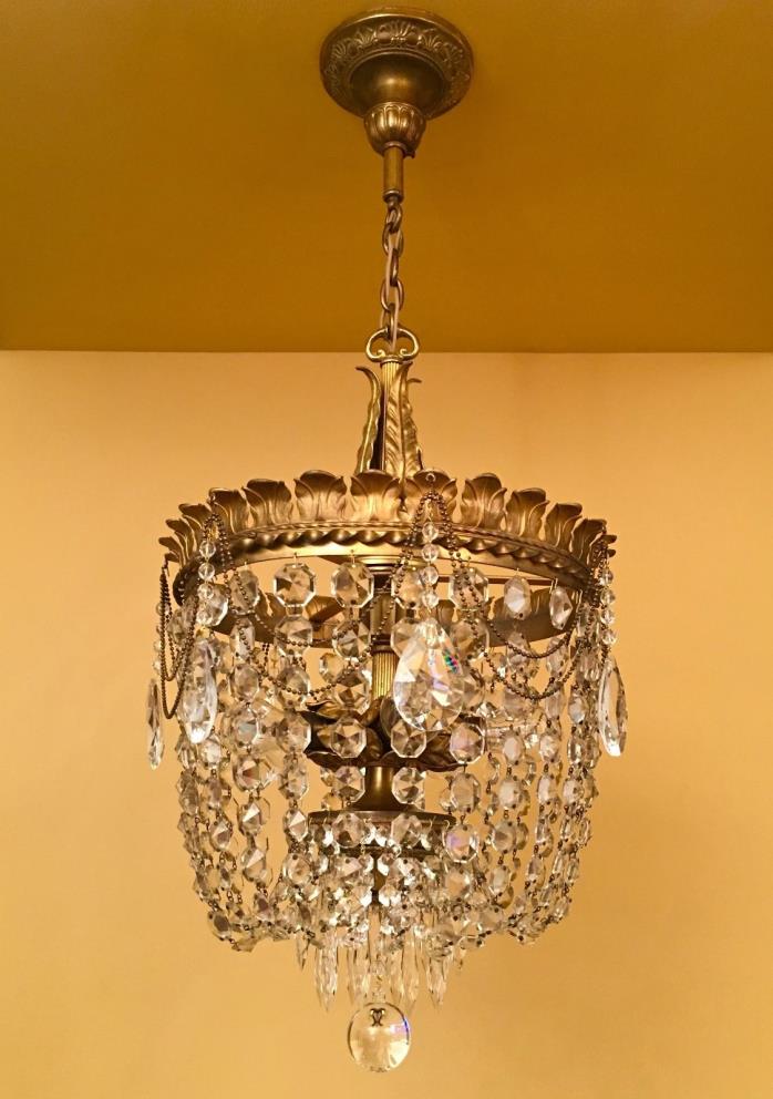 Vintage Lighting antique 1920s crystal chandelier extraordinary