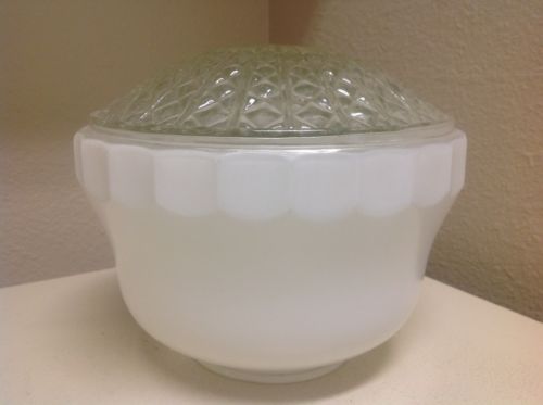 Mid Century Retro Milk Glass Kitchen Utility Light Fixture Globe Lamp