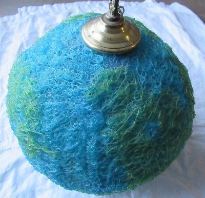 Spaghetti lamp mid centuary turquoise green lucite hanging swag lamp spun glass
