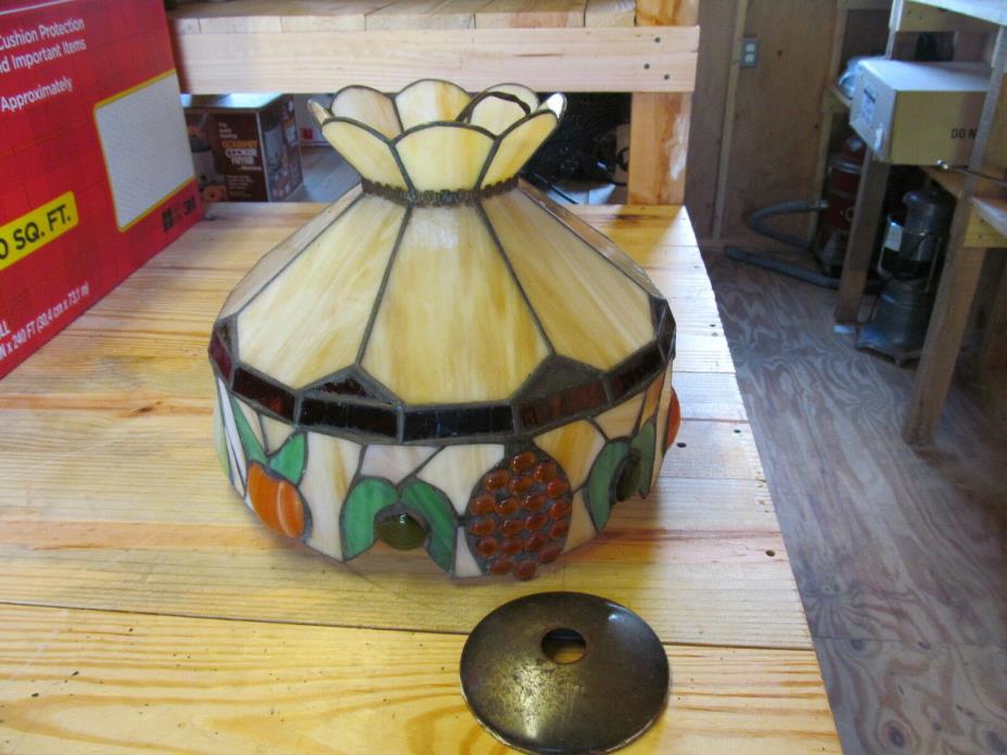 Vintage Billiard/Pool or Bar Table Stained Glass Ceiling Light 14 ½” Diameter