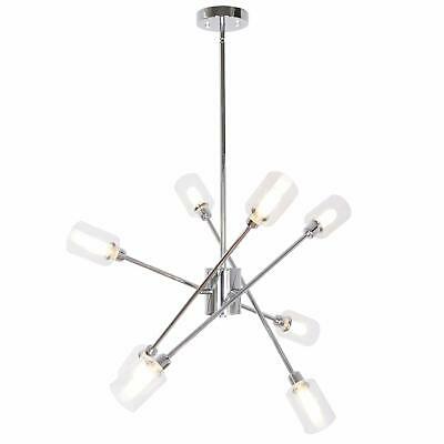 8Lights Contemporary Chandelier Sputnik Chrome Ceiling Light Glass Pendant Light