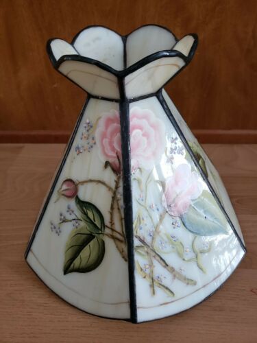 Vintage Stained Glass Shade hand painted 8
