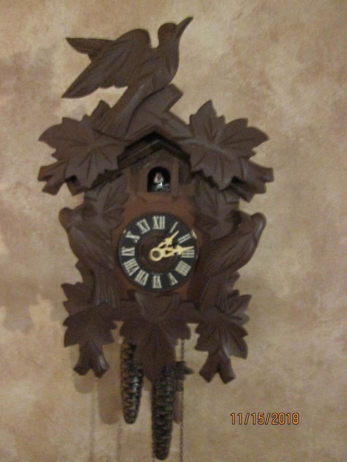 Antique Black Forest Germany wood carved Cuckoo Clock vintage 1960's