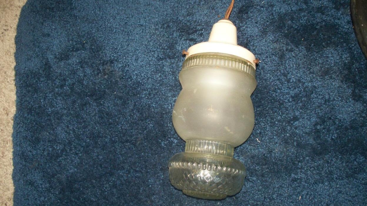 Vintage Antique Ceiling Light fixture Clear Frosted Glass Art Deco