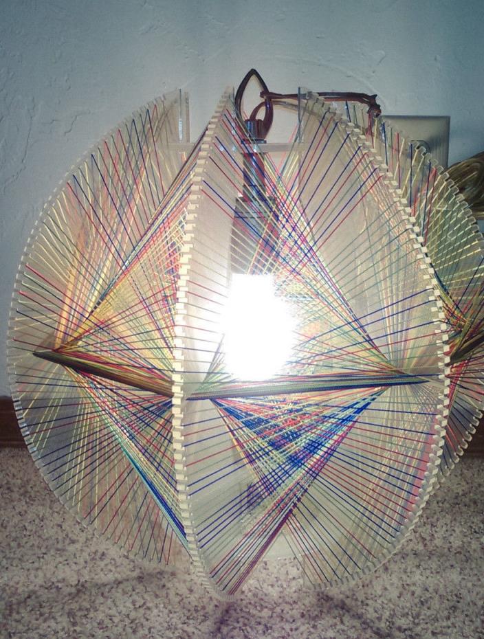 VINTAGE COLORFUL STRING ART WOVEN HANGING LAMP