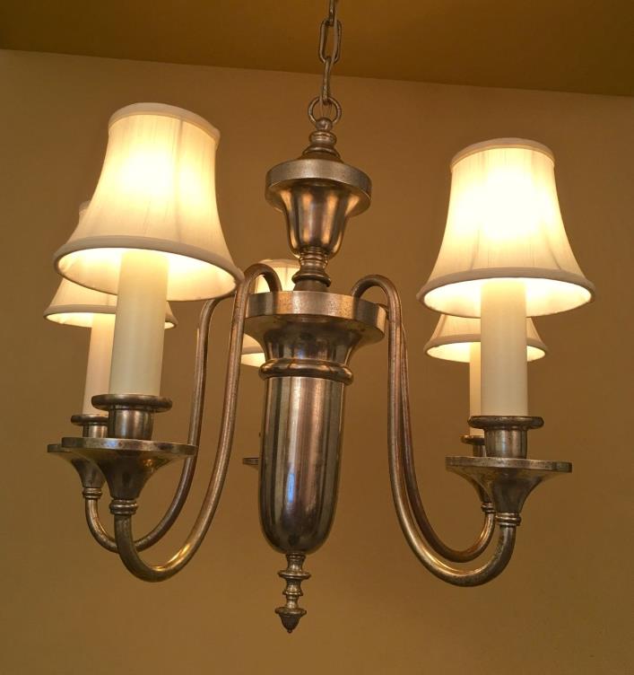 Vintage Lighting 1920s Colonial Revival silver chandelier