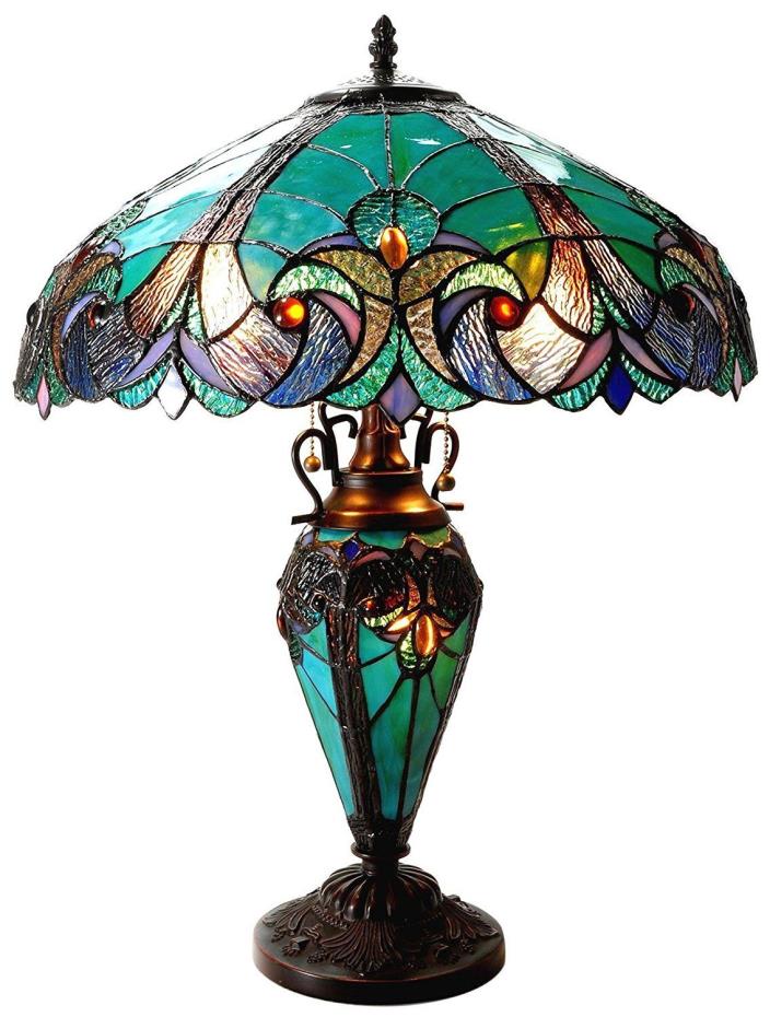 Stained Glass Reading Lamp Antique Table Light Living Room Home Desk Bedroom New