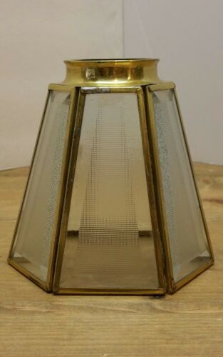 Vintage Brass Beveled Glass Ceiling Fan Light Globe Shade wall Sconce Torchiere