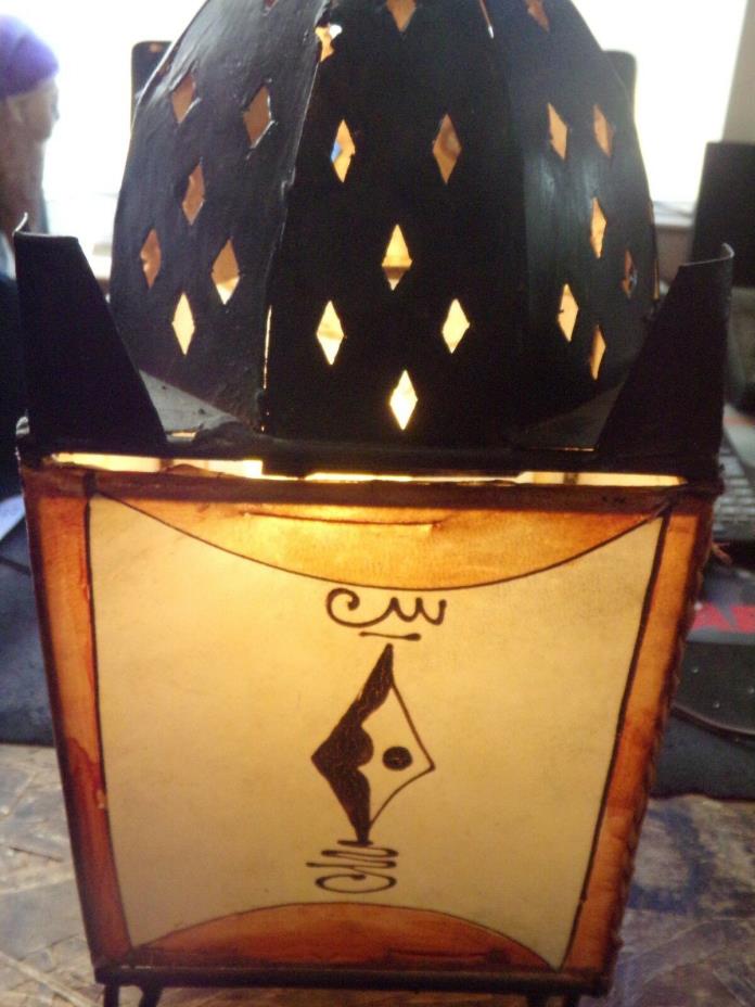 Vintage Metal and Painted Vinyl Sides EGYPTIAN Hanging Light