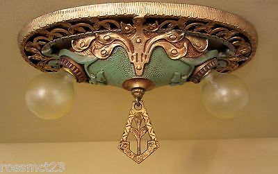 Vintage Lighting matched pair 1930s ceiling fixtures Stunning