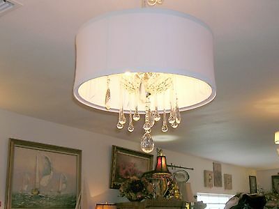 Reduced!! Contemporary Drum Chandelier w/Czech Crystal Bobeshe & Giant Prisms