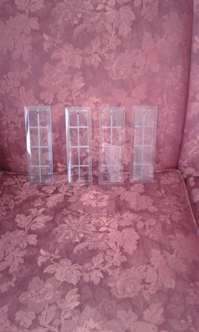 4pcs Chandelier etched glass replacement part rectangle beveled edge 8 x 2.5