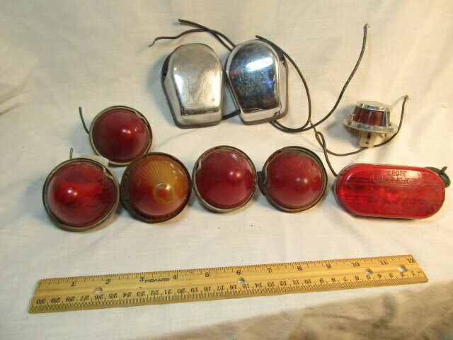 Vintage Crote 9060 Red Taillight Lot Of 9 Bike Car Boat Light Plastic Metal Old