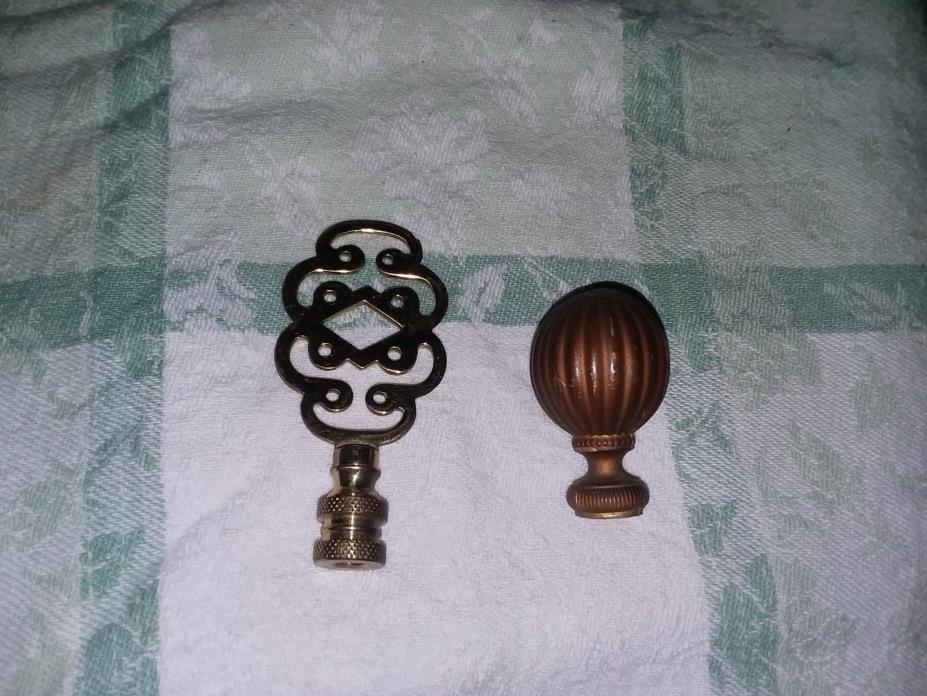 Pair Vintage  Brass Oriental & Plastic Bronze look Spear Finials