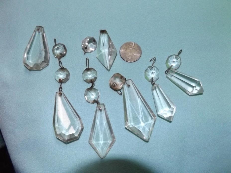 LOT ANTIQUE Vintage ICICLE Tear Drop TAPERED POINT Chandelier Lamp Parts #6