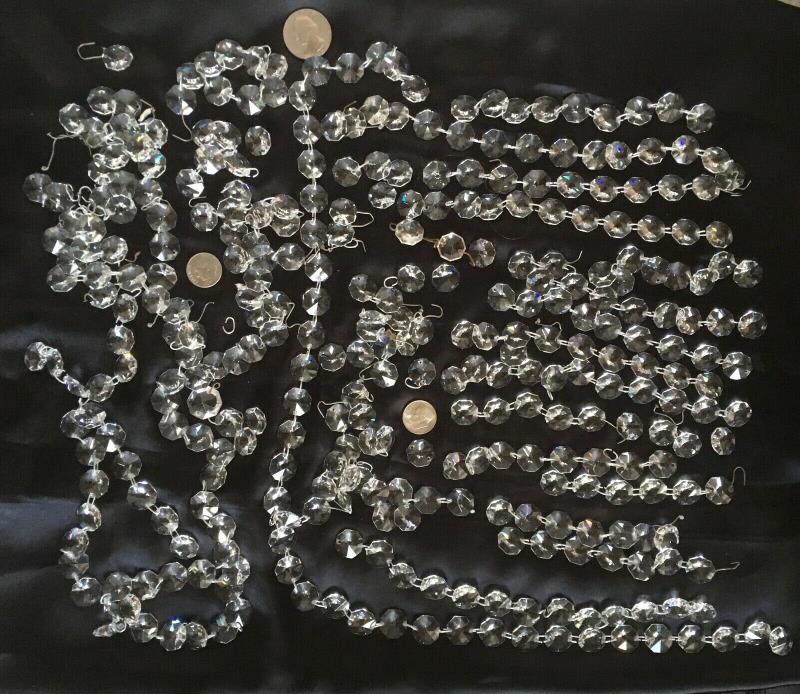 Lot (200+)  Antique Halcolite Octagon Crystal Chandelier Lamp Beads Prisms $49