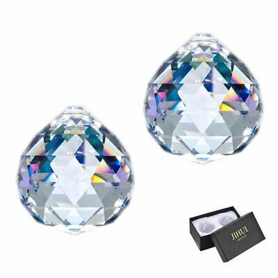 JIHUI Clear Glass Crystal Ball Prism Pendant Suncatcher 40mm Pack of 2 for Gift