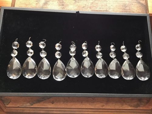 10 Antique Multi Facet Crystal Teardrop 3 1/2” Prisms